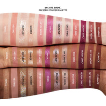 Load image into Gallery viewer, Bye Bye Birdie Vibrant coral, rich purple, and sparkling neutrals Eyeshadow Palette Arm Swatches
