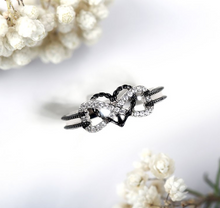 Load image into Gallery viewer, Infinity Ring In Silver&amp;Black/Rose Gold&amp;Silver  Anchor Heart Ring Two Tone
