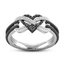Load image into Gallery viewer, Infinity Ring In Silver&amp;Black/Rose Gold&amp;Silver  Anchor Heart Ring Two Tone
