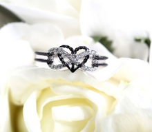 Load image into Gallery viewer, Infinity Ring In Silver&amp;Black/Rose Gold&amp;Silver  Anchor Heart Ring Two Tone
