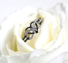Load image into Gallery viewer, Infinity Ring In Silver&amp;Black/Rose Gold&amp;Silver  Anchor Heart Ring Two Tone
