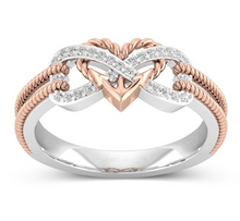 Load image into Gallery viewer, Infinity Ring In Silver&amp;Black/Rose Gold&amp;Silver  Anchor Heart Ring Two Tone
