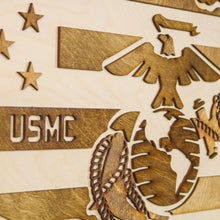 Load image into Gallery viewer, USMC - USA - American Flag Wood Wall Art
