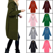Load image into Gallery viewer, Long Sleeve Zip Up Hooded Hoodie Jacket Overcoat
