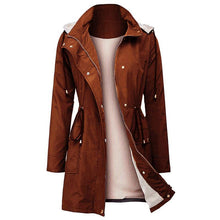 Load image into Gallery viewer, Women Waterproof Hood Lightweight Drawstring Long Jackets
