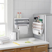 Load image into Gallery viewer, BREEZYLIVE 4 in 1 Kitchen Plastic Wrap and Foil Dispenser with Spice Rack
