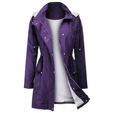 Load image into Gallery viewer, WOMEN WATERPROOF HOOD LIGHTWEIGHT DRAWSTRING LONG JACKETS - yoursrose
