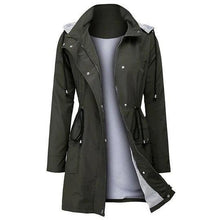 Load image into Gallery viewer, WOMEN WATERPROOF HOOD LIGHTWEIGHT DRAWSTRING LONG JACKETS - yoursrose
