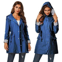 Load image into Gallery viewer, WOMEN WATERPROOF HOOD LIGHTWEIGHT DRAWSTRING LONG JACKETS - yoursrose
