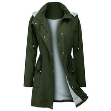 Load image into Gallery viewer, WOMEN WATERPROOF HOOD LIGHTWEIGHT DRAWSTRING LONG JACKETS - yoursrose
