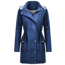Load image into Gallery viewer, WOMEN WATERPROOF HOOD LIGHTWEIGHT DRAWSTRING LONG JACKETS - yoursrose
