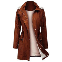 Load image into Gallery viewer, WOMEN WATERPROOF HOOD LIGHTWEIGHT DRAWSTRING LONG JACKETS - yoursrose
